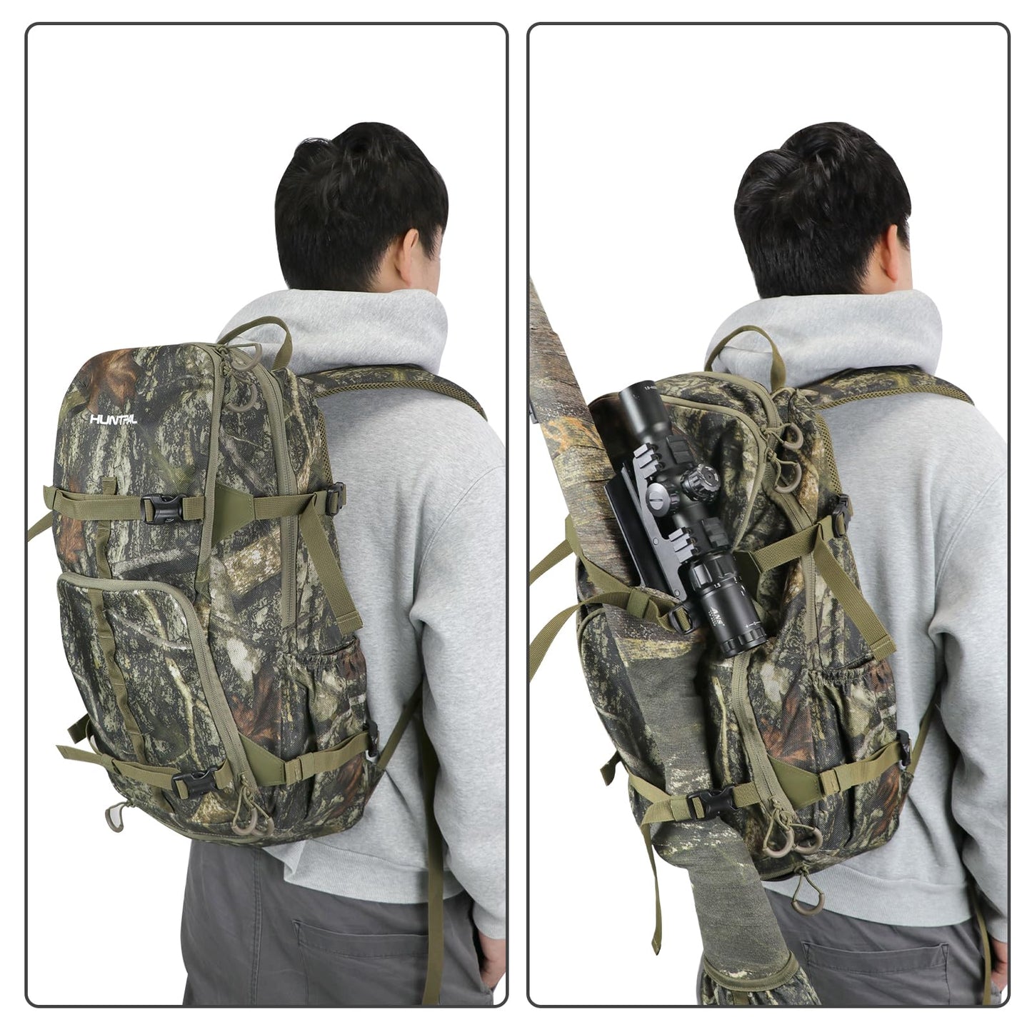 HUNTPAL Hunting Backpack, Waterproof Camo Hunting Daypack with Storage Pockets, Long-Lasting Bag for Rifle Shotgun Bow Gun (Medium)