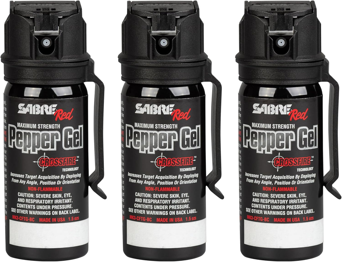 SABRE Crossfire Pepper Gel - Max Police Strength OC | Deploys At Any Angle, 1.5 fl oz
