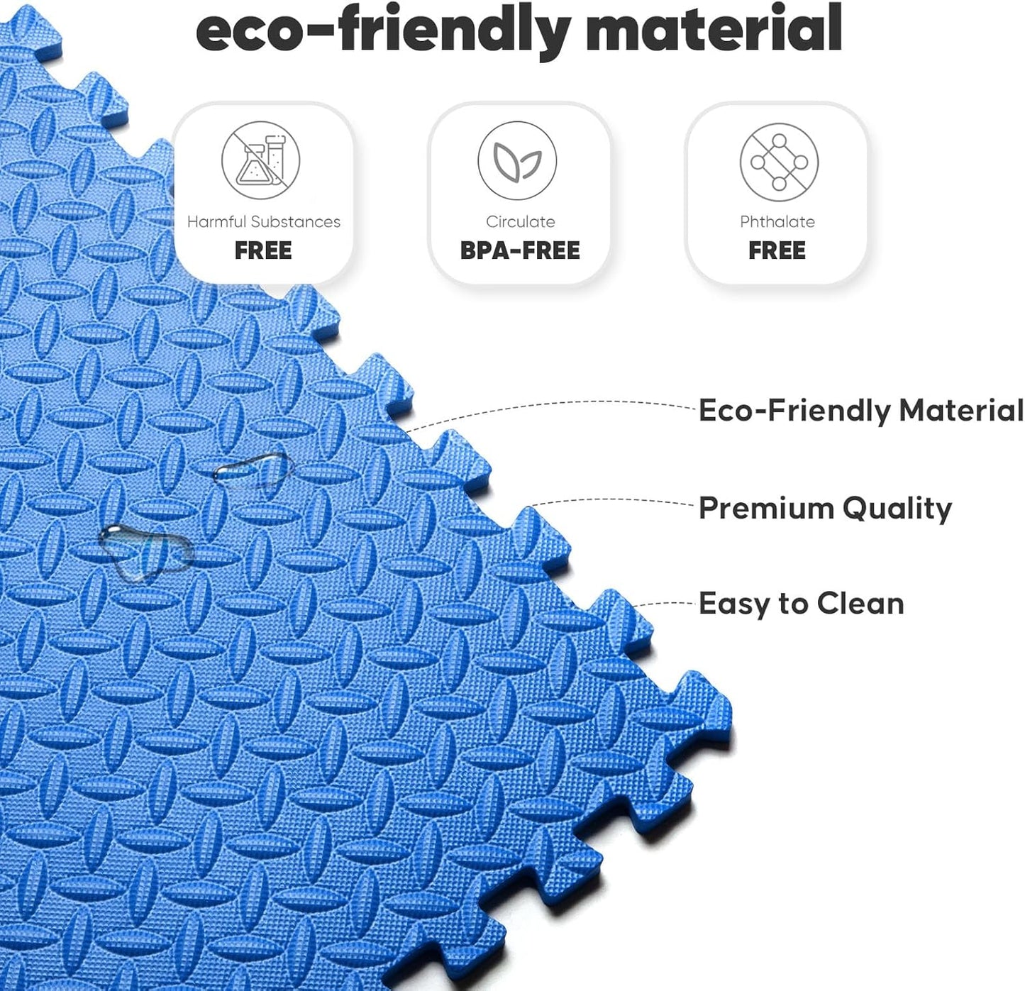 32 Pack Interlocking Foam Exercise Mats - Durable EVA Puzzle Tiles for Home Gym & Kids' Play Areas | Blue, 24 in x 24 in x ½ in