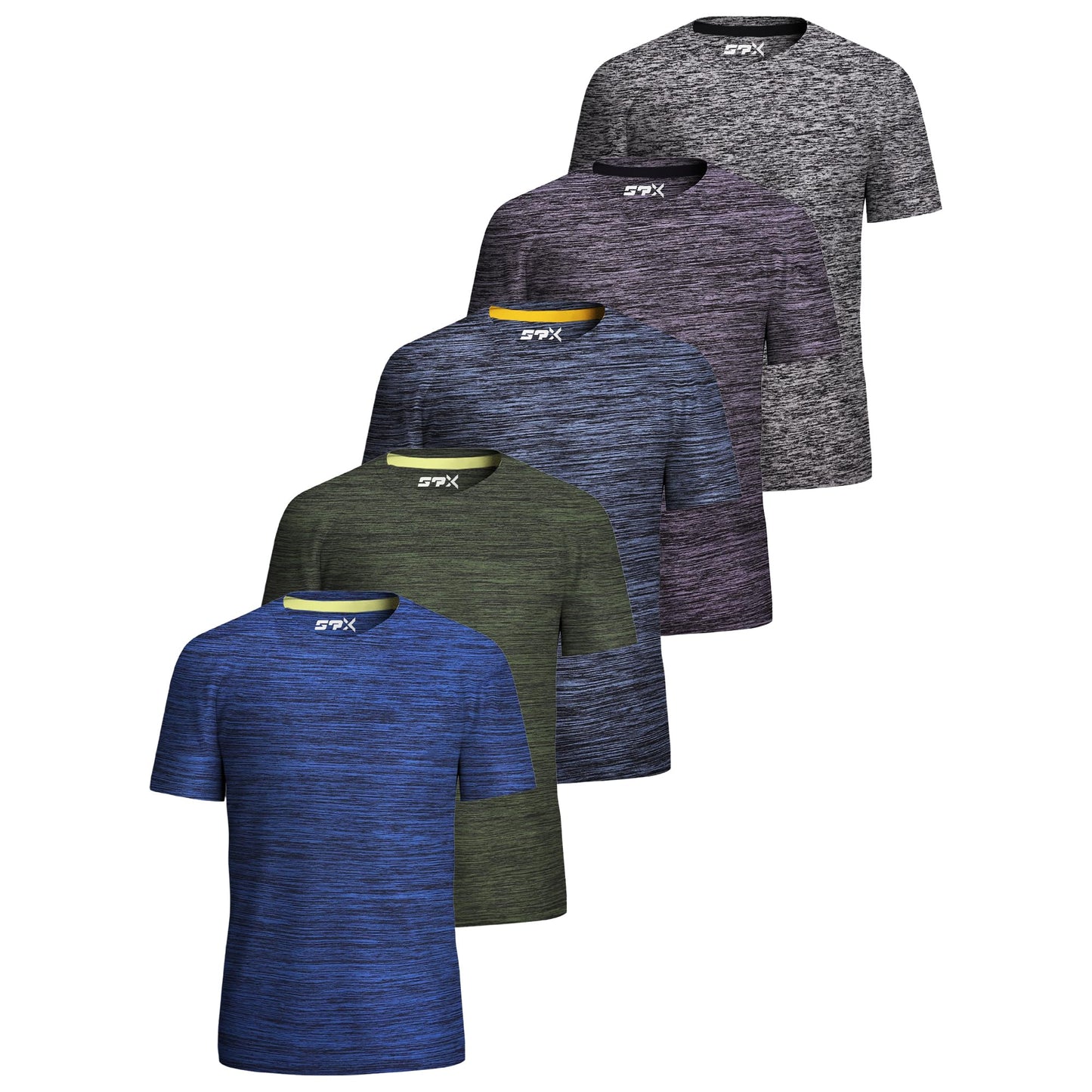 [5 Pack] Men’s Workout Short Sleeve Dry Fit T Shirts Quick Dry Active Athletic Crewneck Running Gym Moisture Wicking Tee Tops