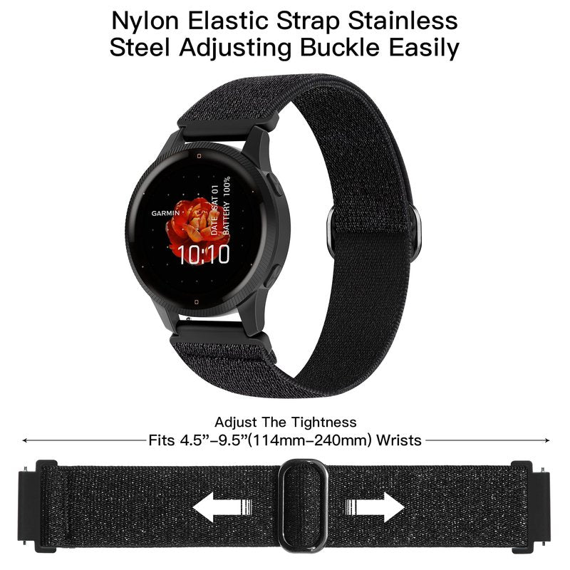 Kollody 5 Pack Nylon Watch Bands Compatible with Garmin Venu 3S/Venu 4(41mm)/2S/Forerunner 265S 42mm,18mm Soft Stretchy Sport Strap for Garmin Vivoactive 4S 40mm/Forerunner 255S 41mm Women Men