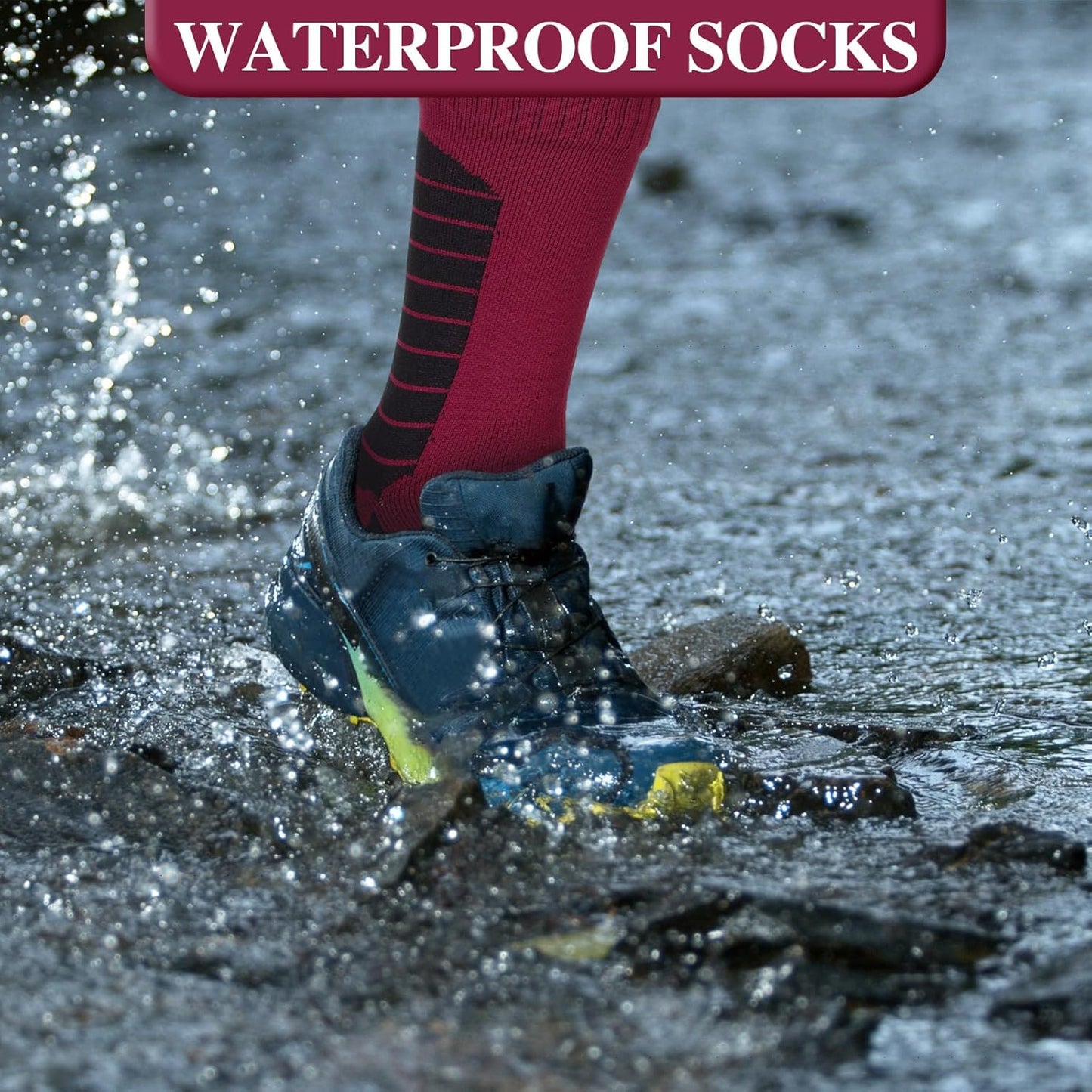 Jeyiour Waterproof Socks for Men & Women - Breathable, Durable, Ideal for Skiing & Hiking | 2 Pairs