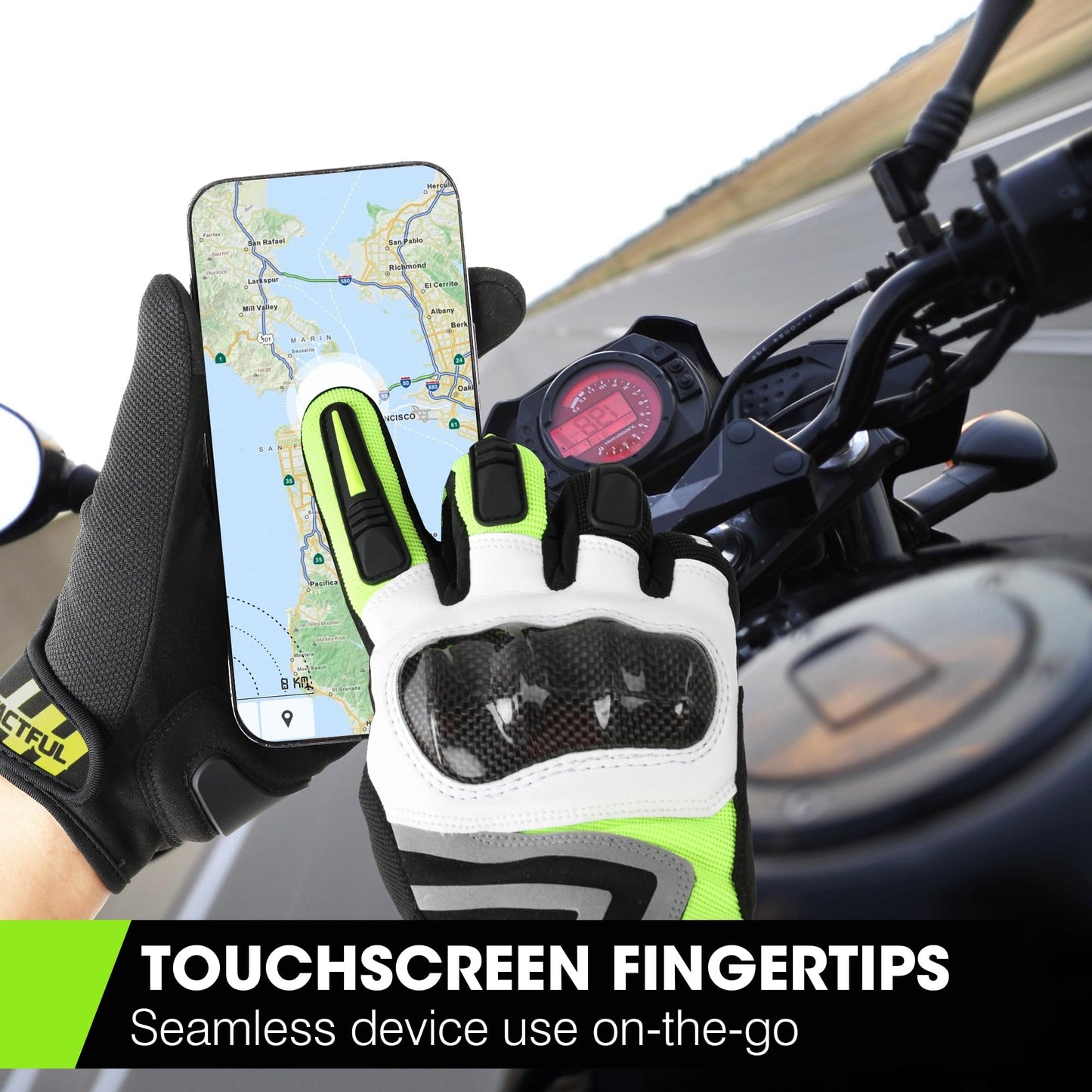WTACTFUL Motorcycle Gloves Men Women, Carbon Fiber Touchscreen Breathable