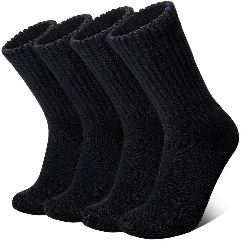 Eyean Men Merino Wool Socks Thermal Hiking Winter Ski Warm Thick Cozy Boot Socks 4 Pairs (Black)