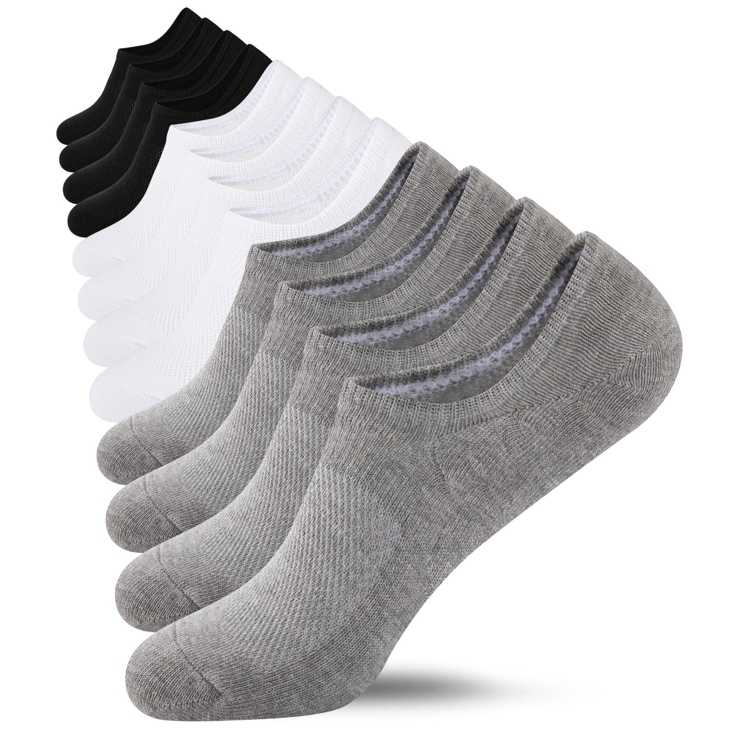 Heatuff No Show Socks Womens Cotton Low Cut Non Slip Casual Socks Invisible Flat Boat Liner Socks (6/9 Pairs)
