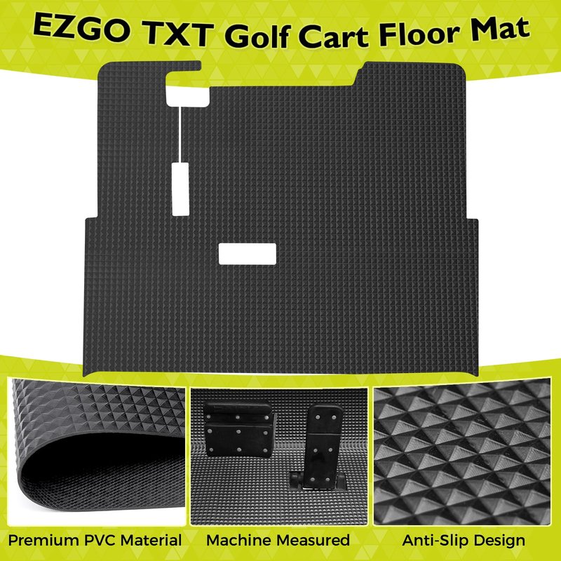Tecoom Golf Cart Floor Mat Fit for EZGO TXT, Custom Front Golf Cart Feet Mats, Durable Replacement Full Coverage Liner Mats, Black