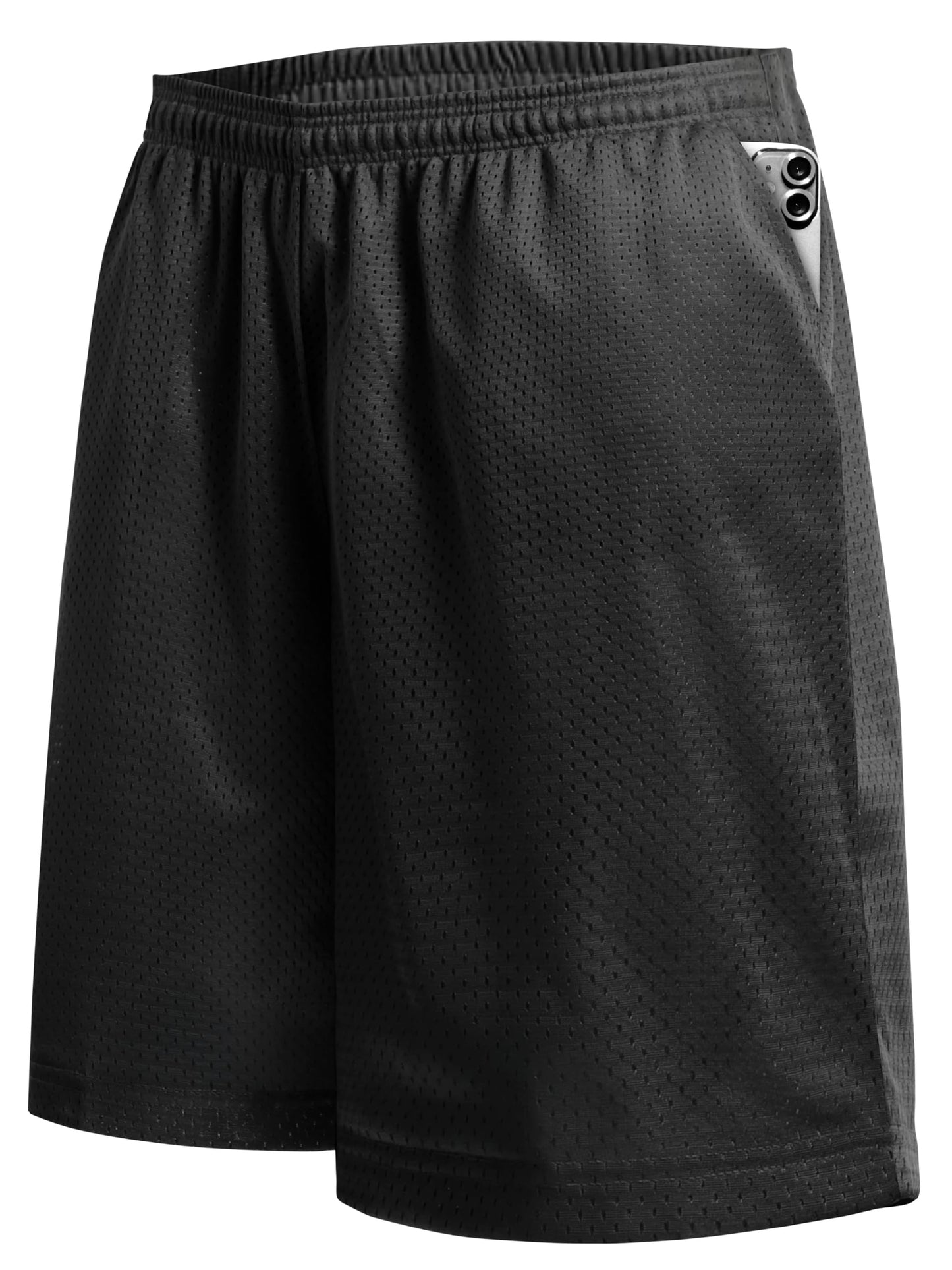 Hat and Beyond Mens Lightweight Basic Mesh Solid Basketball Jersey Workout Fitness Gym Shorts (X-Large, 1ihb01_Black)