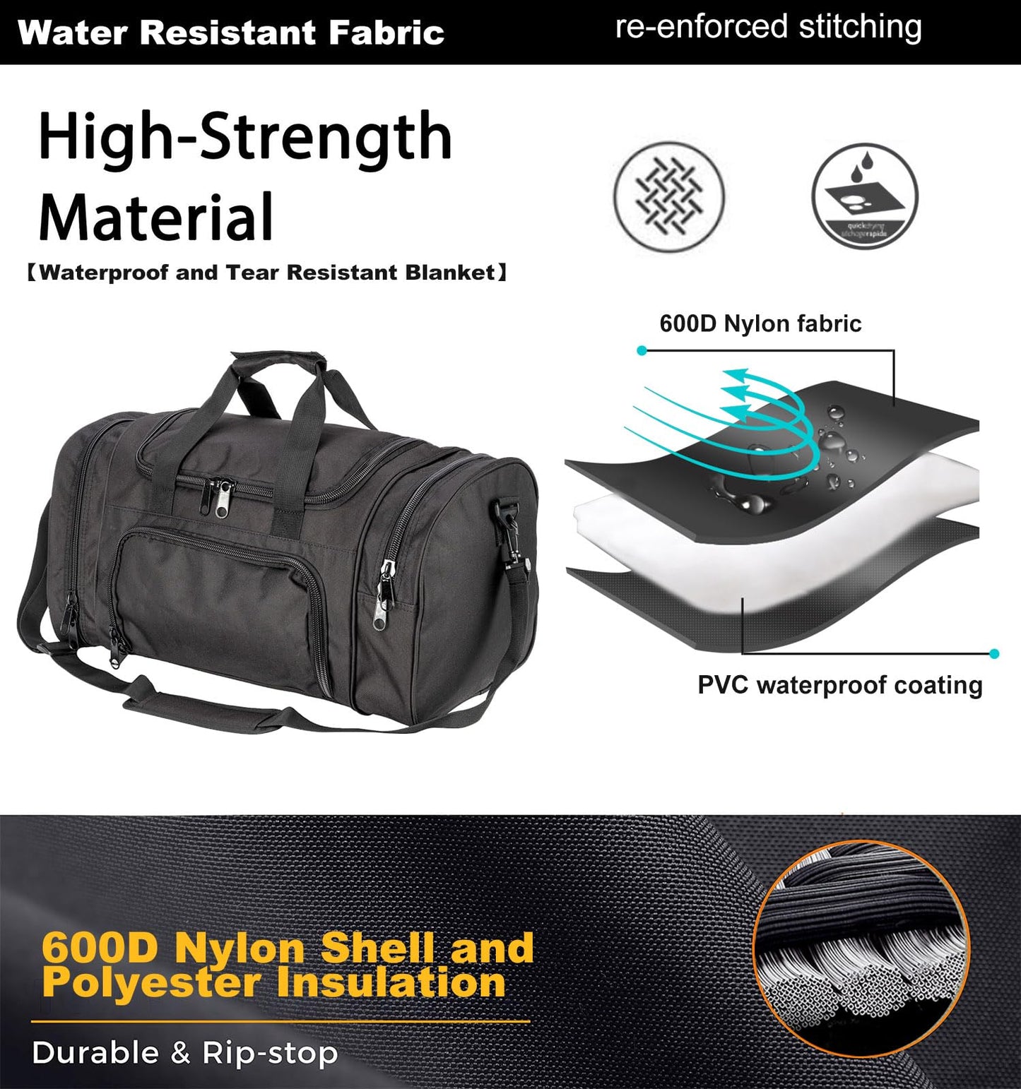 Miramrax Gym Bag Duffle Bags for Men Women with Shoes Compartment Sport Weekend Travel Overnight Carry On Bag for Tactical Military Travel Work Out Bags (Black)