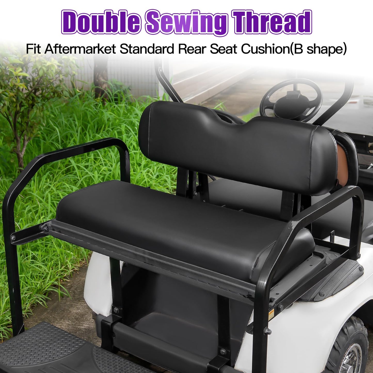 PZWLI 4PCS Golf Cart Seat Covers Kit,Front and Rear Seat Cover for Club Car Precedent Standard Cushion,Smooth and Simple Style, Waterproof Replacement Seat Cover(Black)