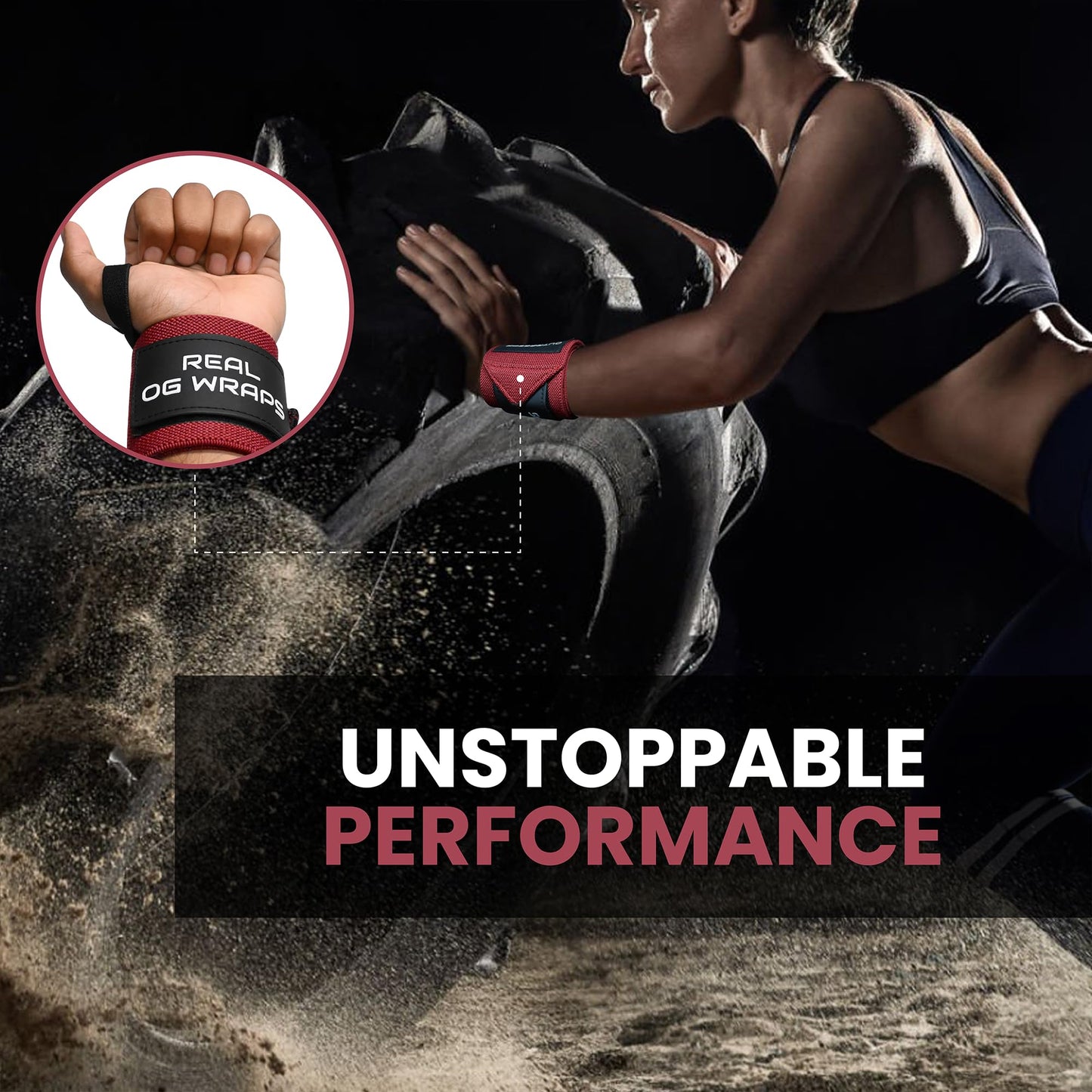 OUTRAGEAR 18" OG-Grade Wrist Wraps for Weightlifting – Heavy Duty Wrist Support with Thumb Loop & Lockdown Strap – Wrist Straps for Powerlifting, Bench Press & Gym Training (Viva Her)