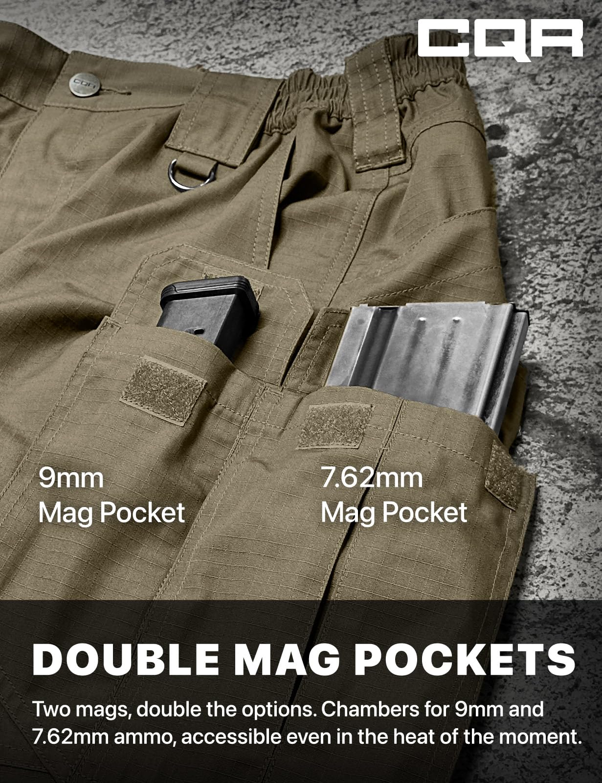 CQR Men's Tactical Pants, Water Resistant Ripstop Cargo Pants, Lightweight EDC Work Hiking Pants, Outdoor Apparel, Raider Mag Pocket Soil Green, 36W x 32L
