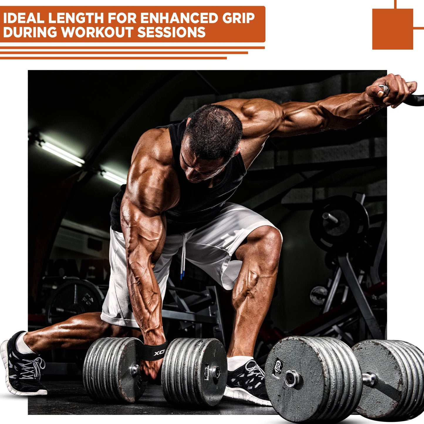 RDX Weight Lifting Wrist Wraps with Gym Straps, Elasticated 18” Cotton Wrap, 60CM Anti Slip Workout Strap Support, Bodybuilding Deadlifting Powerlifting Fitness Gymnastics Strength Training, Men Women
