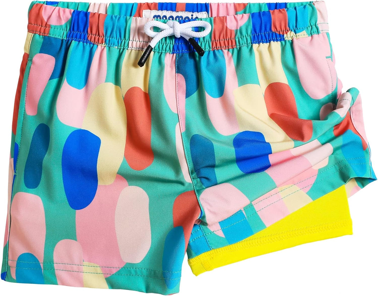 Boys Swim Trunks with Compression Liner - Toddler Stretch Swim Shorts for Comfort & Mobility