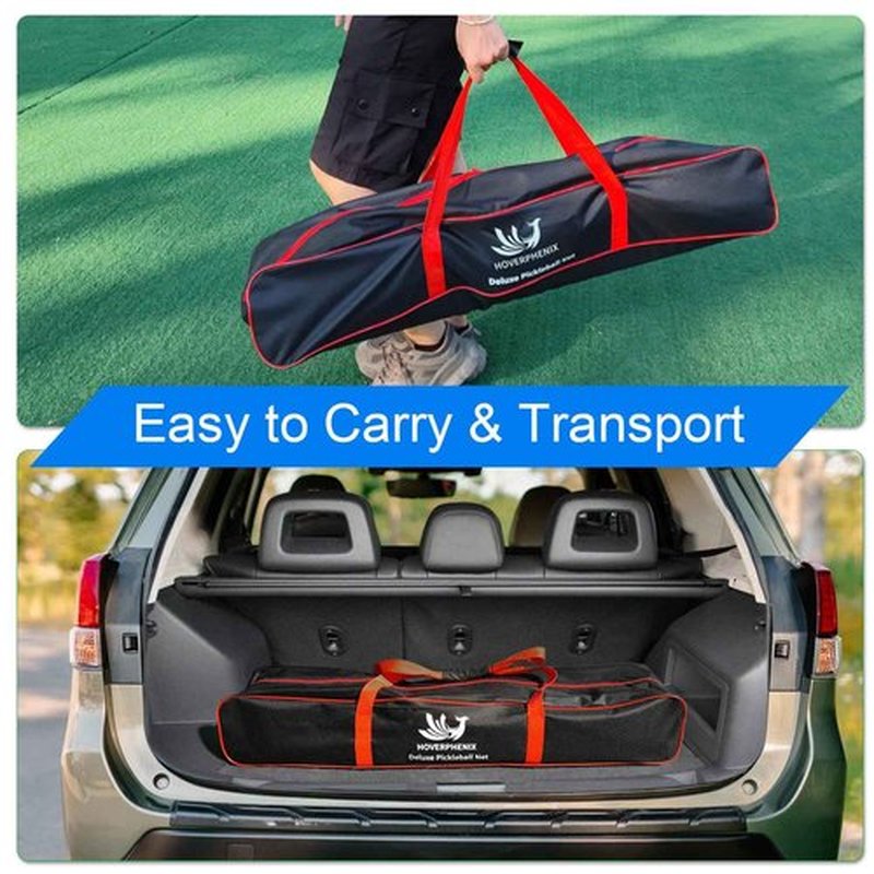 Hoverphenix Pickleball Net for Driveway with 22FT Regulation Size Pickleball Net, 4 Outdoor Pickleballs and Carry Bag, Weather Resistance Strong Steel Frame