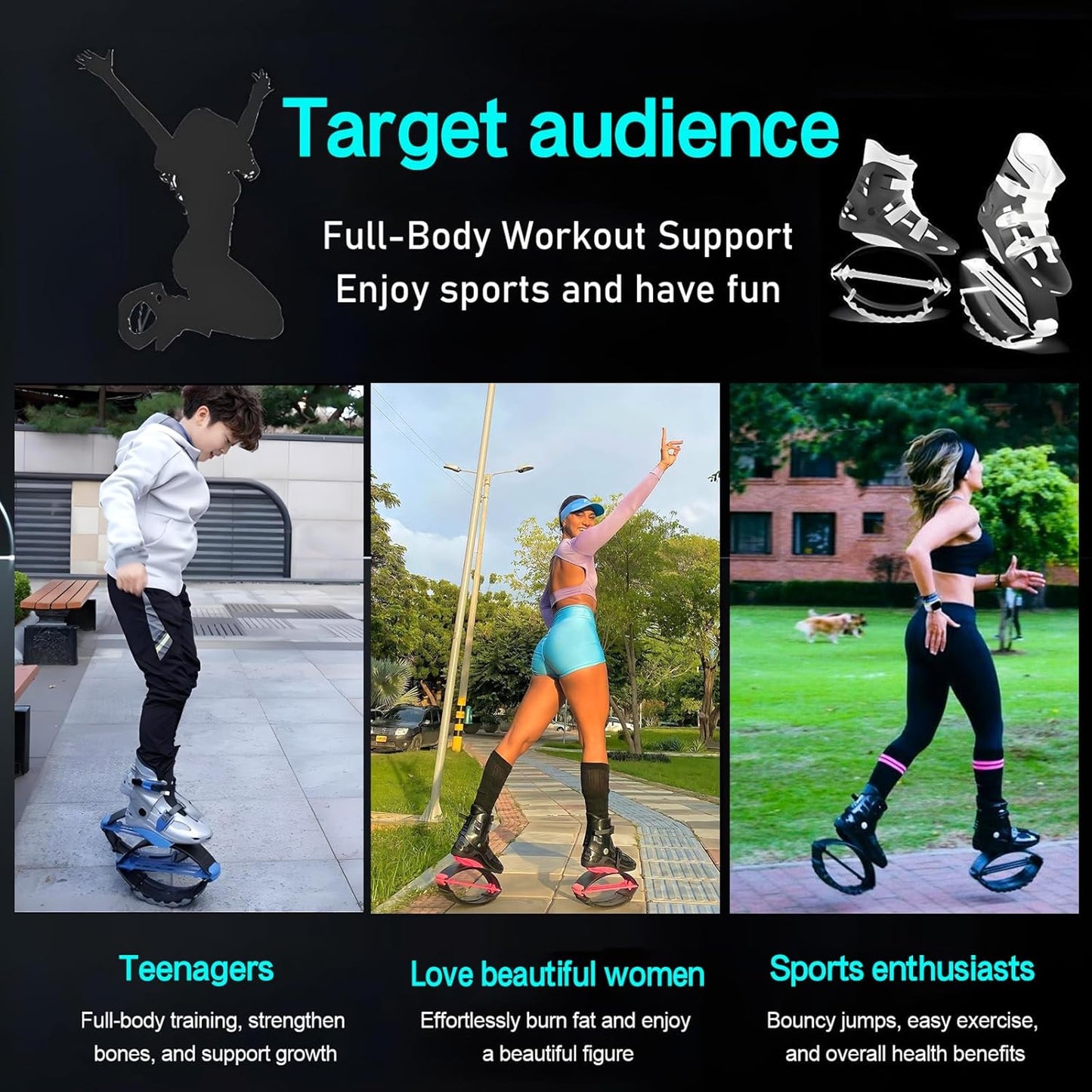 Kangaroo Jump Shoes - High Bounce Jumping Boots for Fitness & Weight Loss | Adjustable Fit, Low-Impact Design