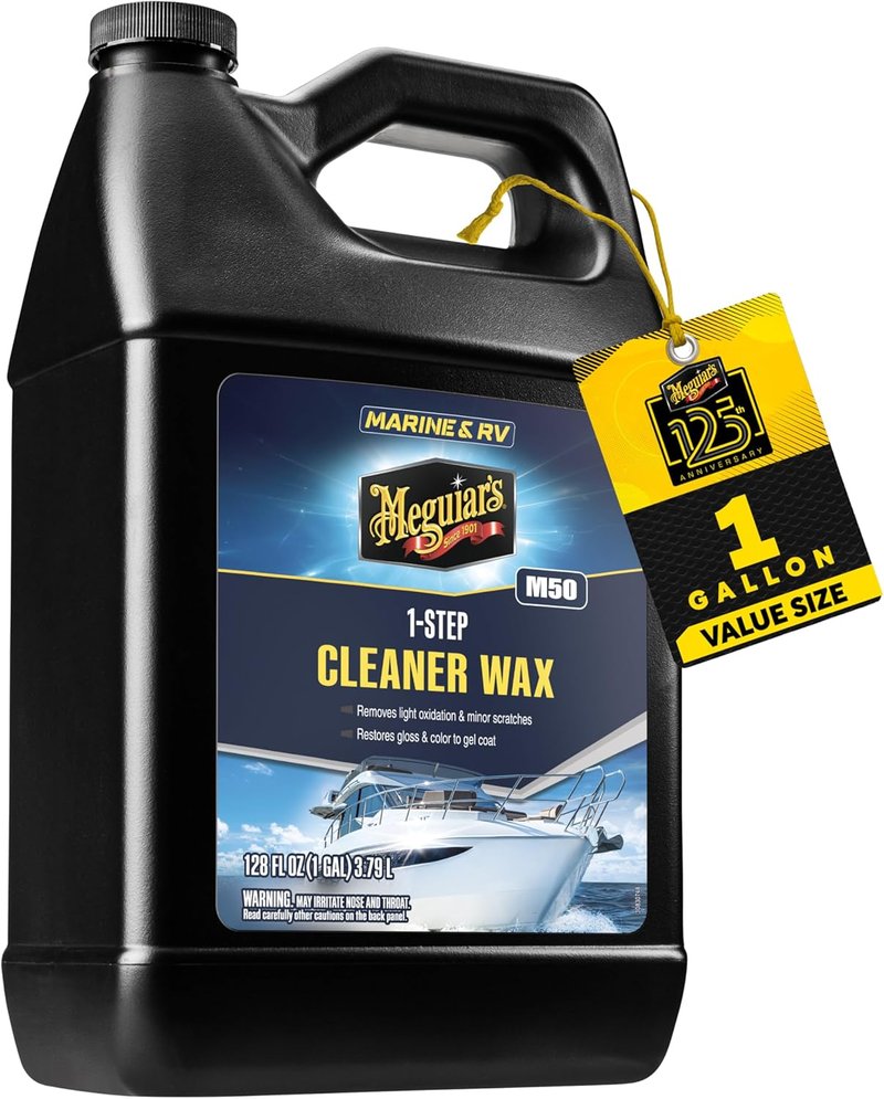 Meguiar's Marine/RV One Step Cleaner Wax - Easy-to-Use Boat & RV Wax for Color Restoration | 1 Gallon