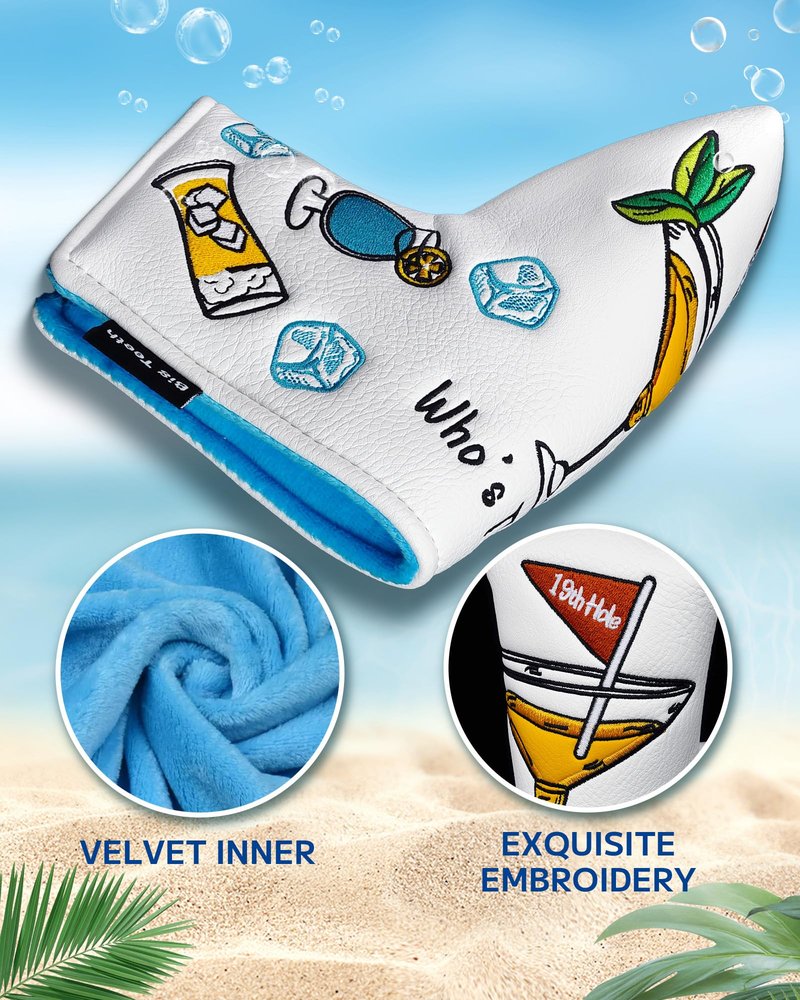 Big Teeth Golf 19th Hole Driver Headcover, Drink-Themed Cover,Funny and Cute Putter Cover White Golf Club Covers Golf Gifts (Blade)