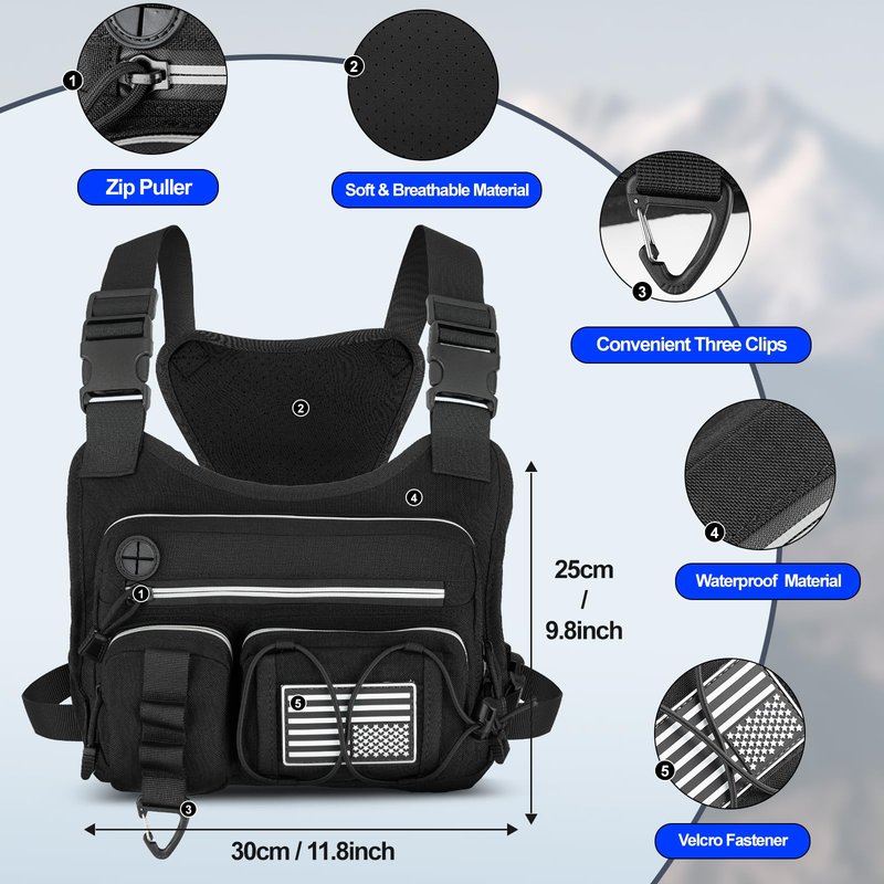 Chest Pack,Water Resistant Running Vest for Men, Chest Bag For Running, Cycling, EDC Running Pack Rig For Sports and Workouts