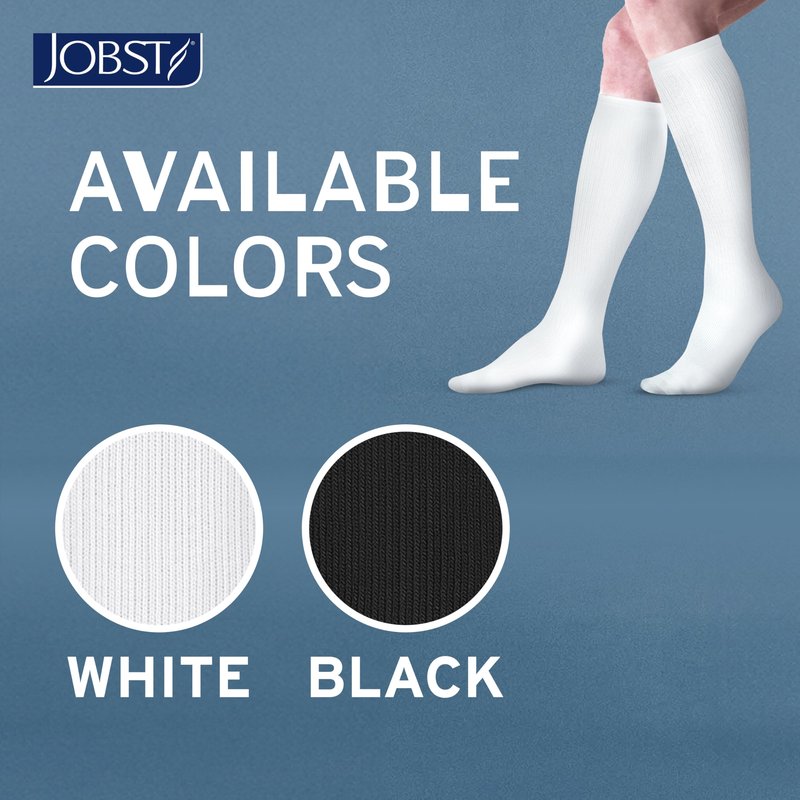 JOBST ACTIVA Athletic 20-30 mmHg Compression Socks for Travel and Sports, Designed for Women and Men, Knee High, Closed Toe, White, Large
