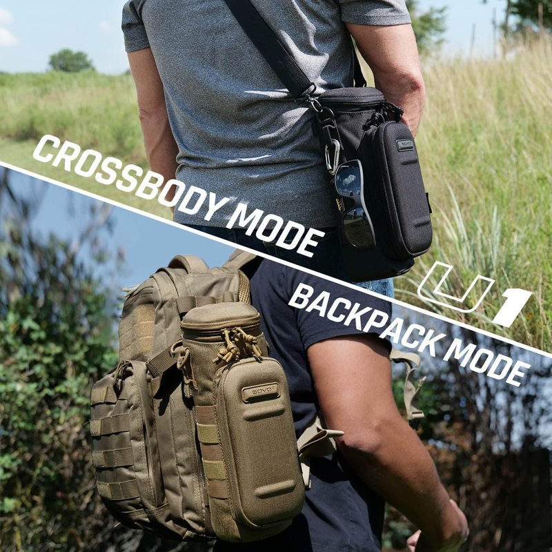 GOVO U1 Water Bottle Pouch - Durable Nylon, Fits 40oz Bottle | Molle System, Zippered Hardshell Cap