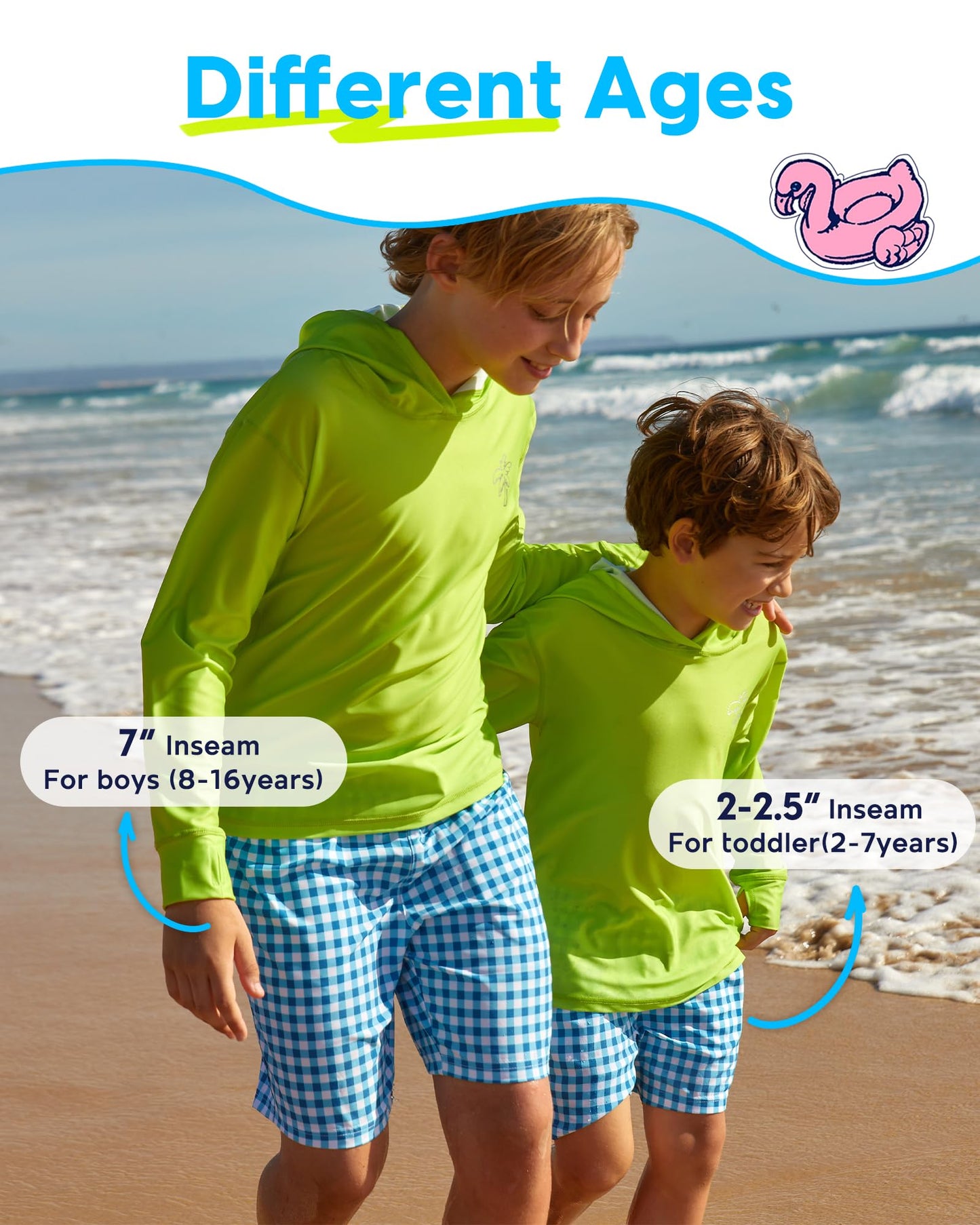 maamgic Boys Swim Trunks with Compression Liner Toddler Boy Swimsuit Quick Dry 4-Way Stretch Swimming Trunks Ice Cream Ocean Blue 10-12 Years