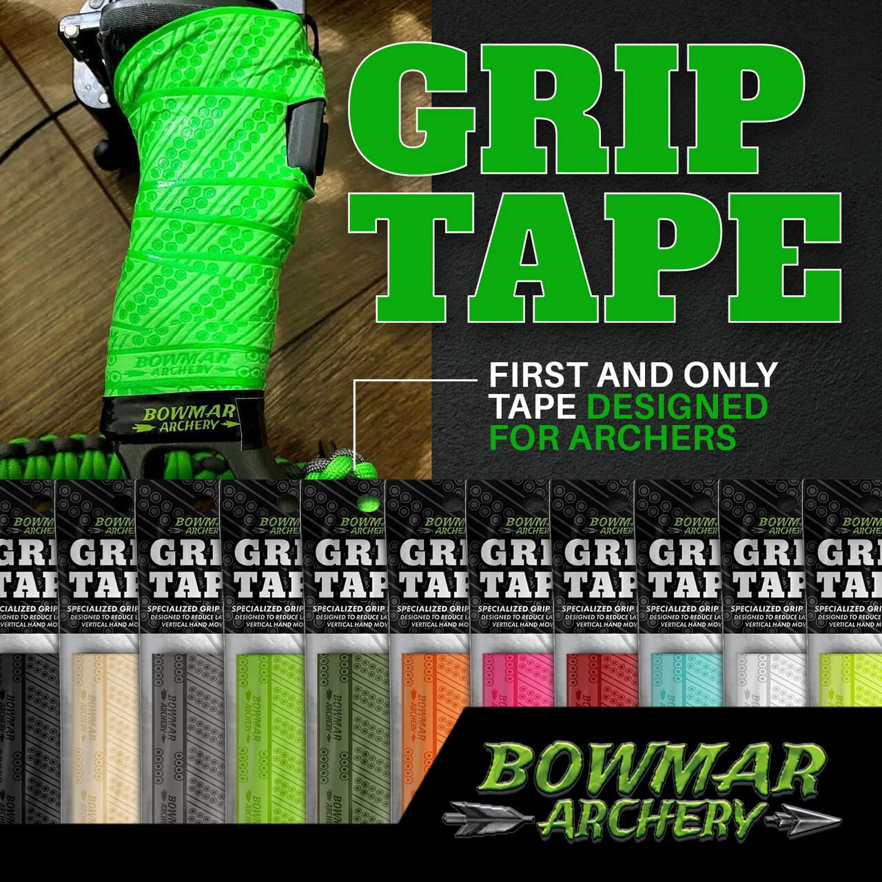 Bowmar Archery Grip Tape, Designed for Archers, Self-Adhering, Effective in Dry or Wet Conditions, Comfortable, Tacky, Easy to Install (White)