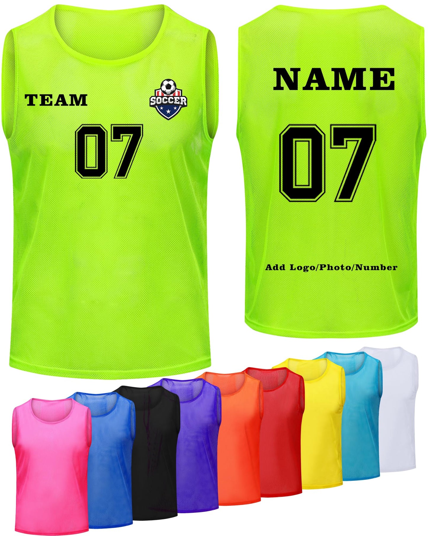 PULUOMASI 1/6/12/24/48 PCS Custom Pinnies Youth with Logo for Team Sports