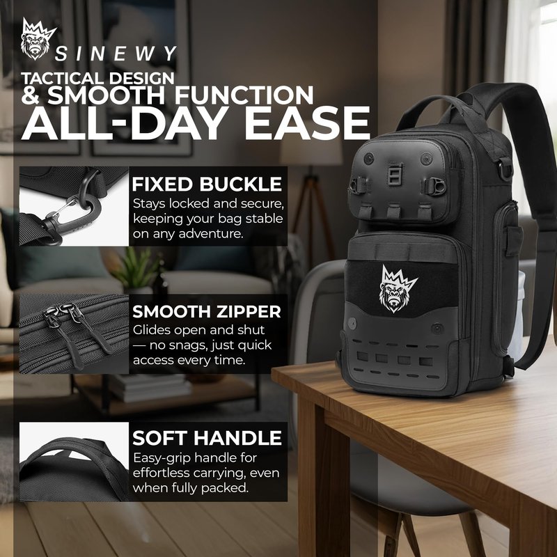 Sinewy 10L Crossbody Sling Bag, Water and Scratch Resistant Shoulder Bag for Men & Women, Lightweight with Smooth Zippers, Ideal for Travel, Hiking, Daily Use & Outdoor Activities