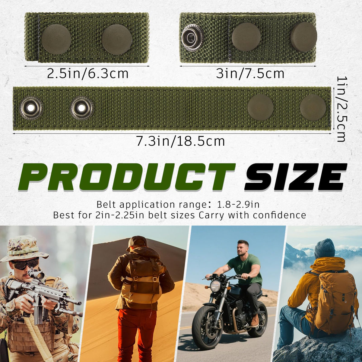 WILLBOND 8 Pcs Belt Keepers for Duty Belt 2-1/4 Wide with Double Snaps Nylon Tactical Loop Keeper Holder for Police Officer Fixing Security Military Equipment Accessories(Army Green)