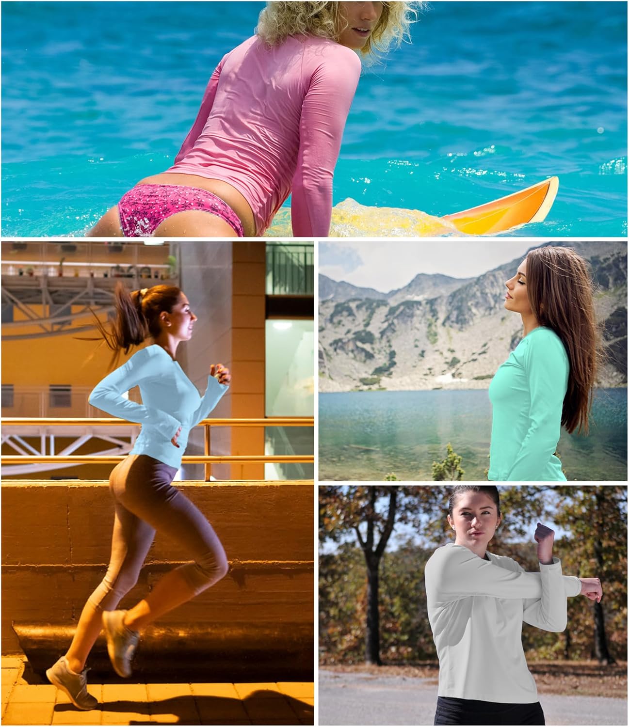 4 Pack Women's Rash Guard - UPF 50+ UV Sun Protection Long Sleeve Swim Shirt | Ideal for Workout & Hiking