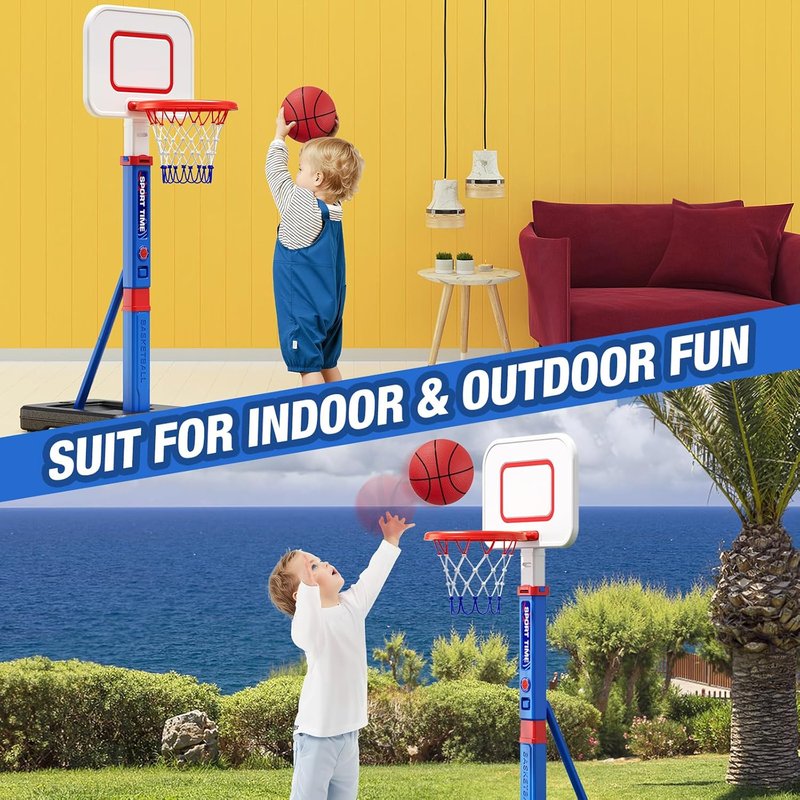 Adjustable Toddler Basketball Hoop - 55" Height for Kids Aged 3-5 | Indoor/Outdoor Sport Toy Gift