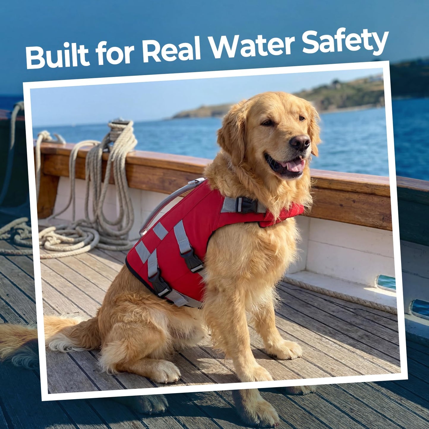 LeLePet Dog Life Jacket, High Flotation Dog Life Vest for Swimming, Boating, Ripstop Reflective Pet Swim Vest for Small Medium Large Dogs Pool Floats Adjustable Swimming Vest for Dogs Water Safety