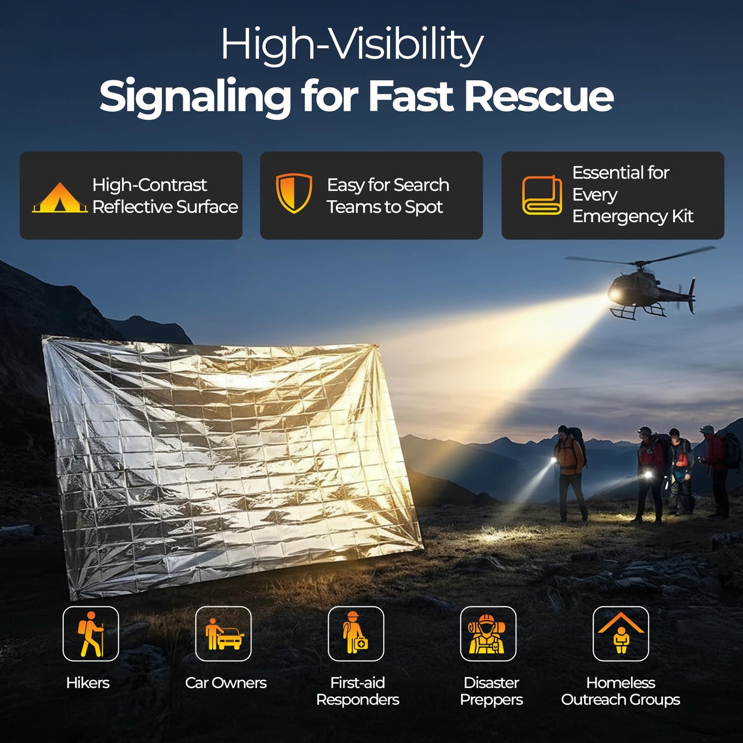 Sierra Madre Emergency Mylar Thermal Space Blanket for Survival – Waterproof Safety Shelter Retains 90% Body Heat – Ultralight & Compact Gear for Camping, First Aid & Prepper Supplies (Pack of 1)