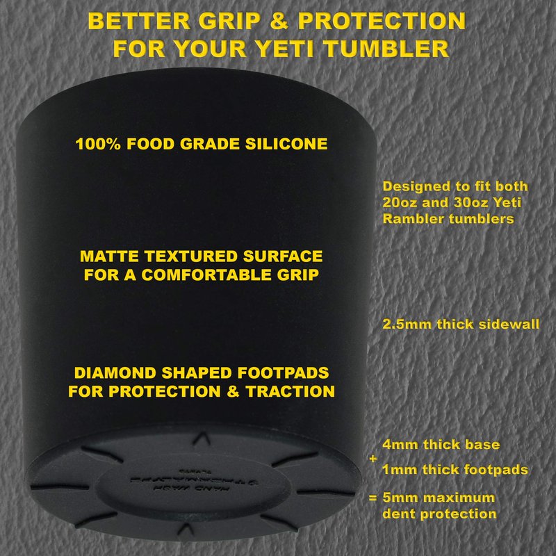 Silicone Boot Sleeve Protector for 20oz, 26oz, 30oz Yeti Rambler Tumbler Cups and 32oz Hydro Flask Tumbler (Frost)