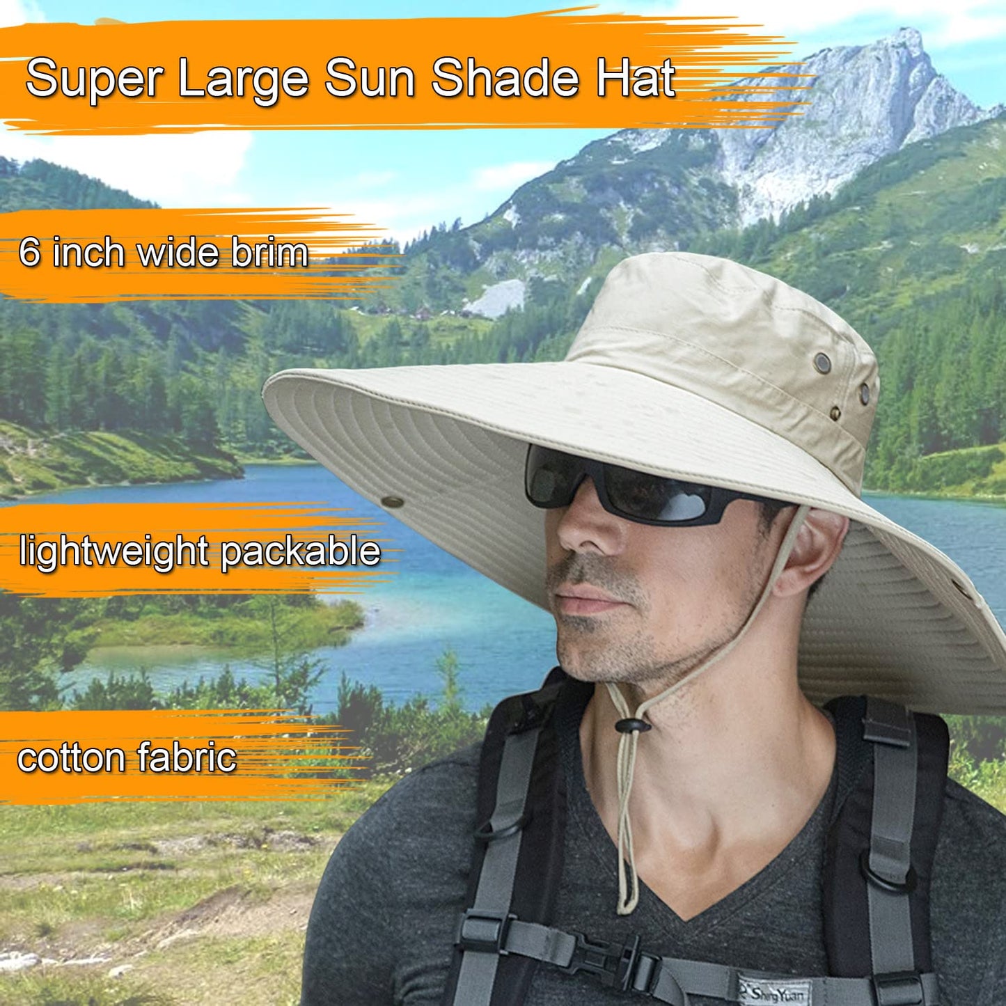 HUAMULAN Wide Brim Sun Hats Men and Women Bucket Safari Fishing Hat for Hiking Garden Lawn Work Camping Outdoor