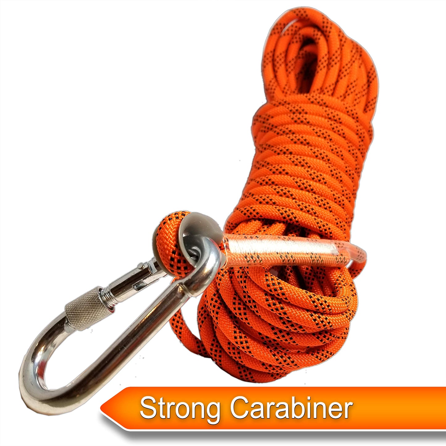 Woodland Home Magnet Fishing Rope with Oval Connector, 2000LB Pulling Forces, 8mm Thick, 52 FT, Durable Quality Rope for Fishing Magnet, camping, Boating, Outdoor & Indoor Use, Bright Orange