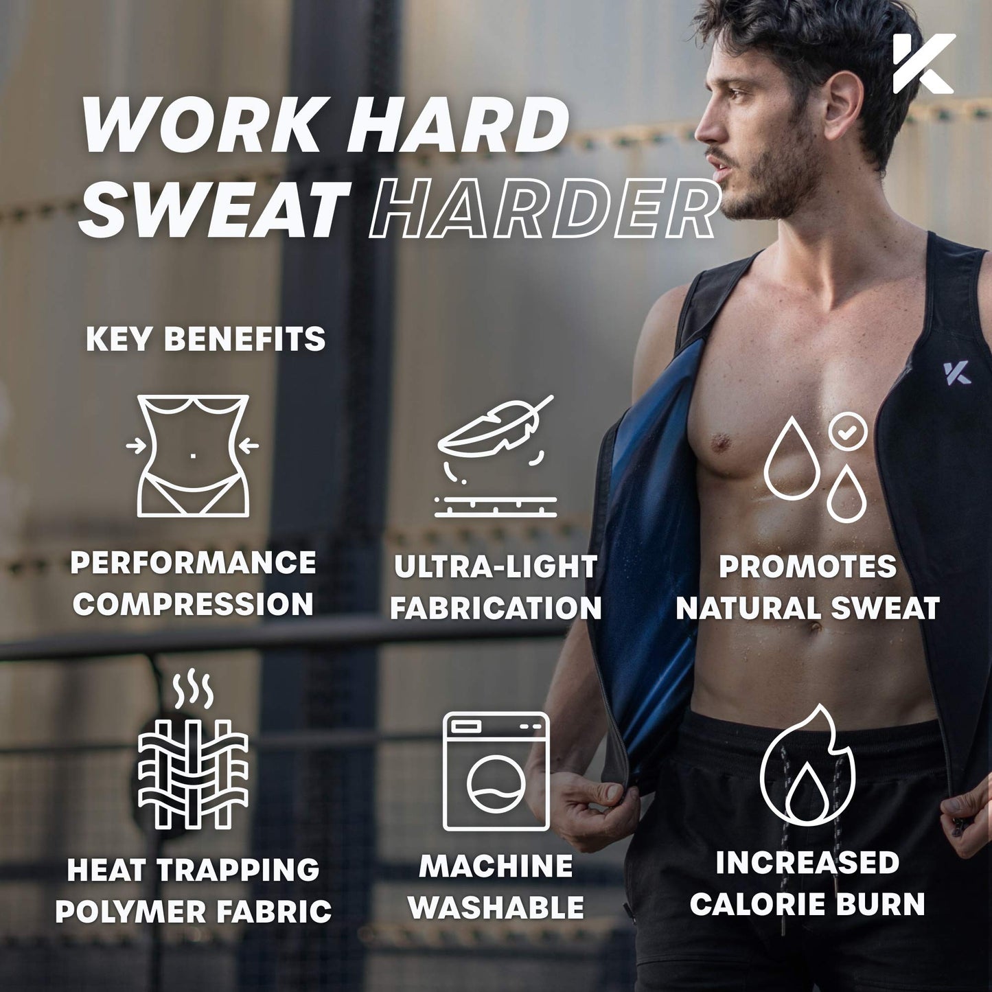 Kewlioo Men's Premium Zip Sauna Tank Top - Heat Trapping Sauna Shirt for Men, Compression Sweat Vest Sauna Suit for Gym, Workouts, Exercise, Fitness (Black, 2XL/3XL)