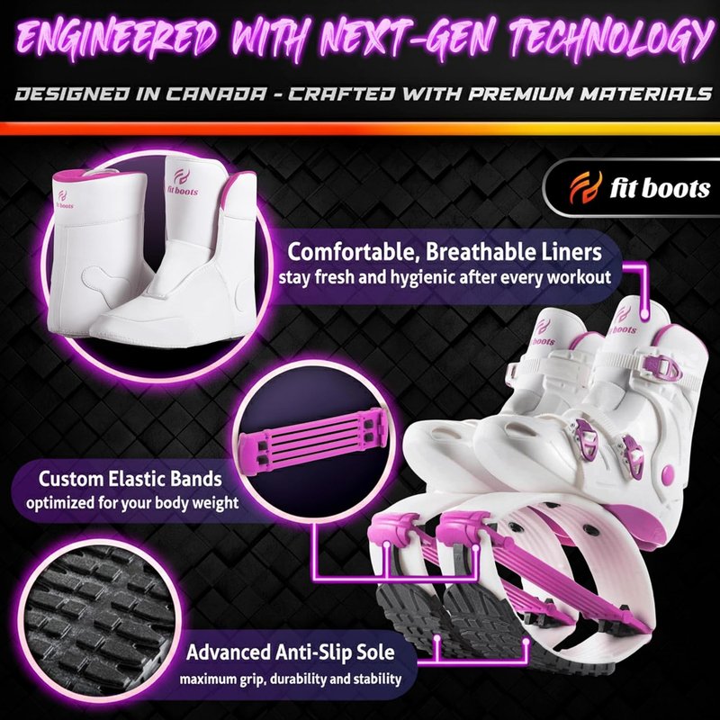 Fit Boots for Women - Premium Kangaroo Jumping Shoes | Joint-Friendly Rebounder Boots for Fun & Training (Purple)