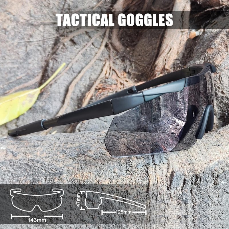 EMSECK Tactical Goggles – Airsoft & Shooting Safety Glasses with UV400 Protection & 3 Interchangeable Lenses – Impact Resistant, ANSI Z87.1 Certified – for Hunting, Outdoor Sports & Tactical Use