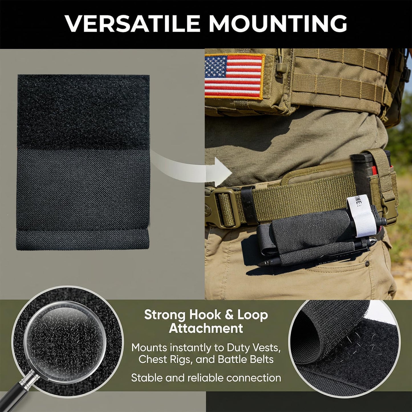BESWON Tactical Tourniquet Holder with Pen, Elastic Tourniquet Holder TQ Holder with Hook & Loop Tourniquet Holster for Duty Vest Chest Rig Tactical Belt