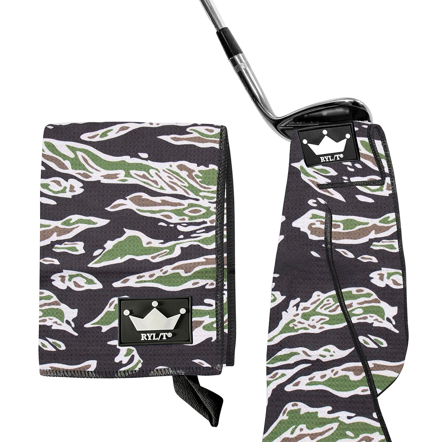 RYL/T Magnetic Golf Towel with Center Cut and Loop Attachment, Strong Magnet Attaches to Anything Metallic, Perfect Golf Bag or Cart Accessory