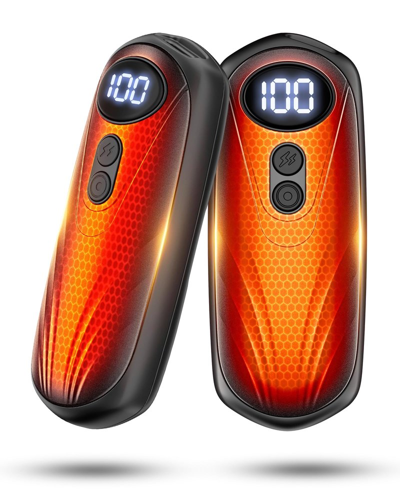 Funaudio Hand Warmers Rechargeable 2 Pack - 6000mAh Electric AI Handwarmers with LED Display, 5-Level, 2 in 1 Portable Heater, Warm Gifts for Women/Men/Golf/Camping/Hunting/Travel/Outdoor/Indoor