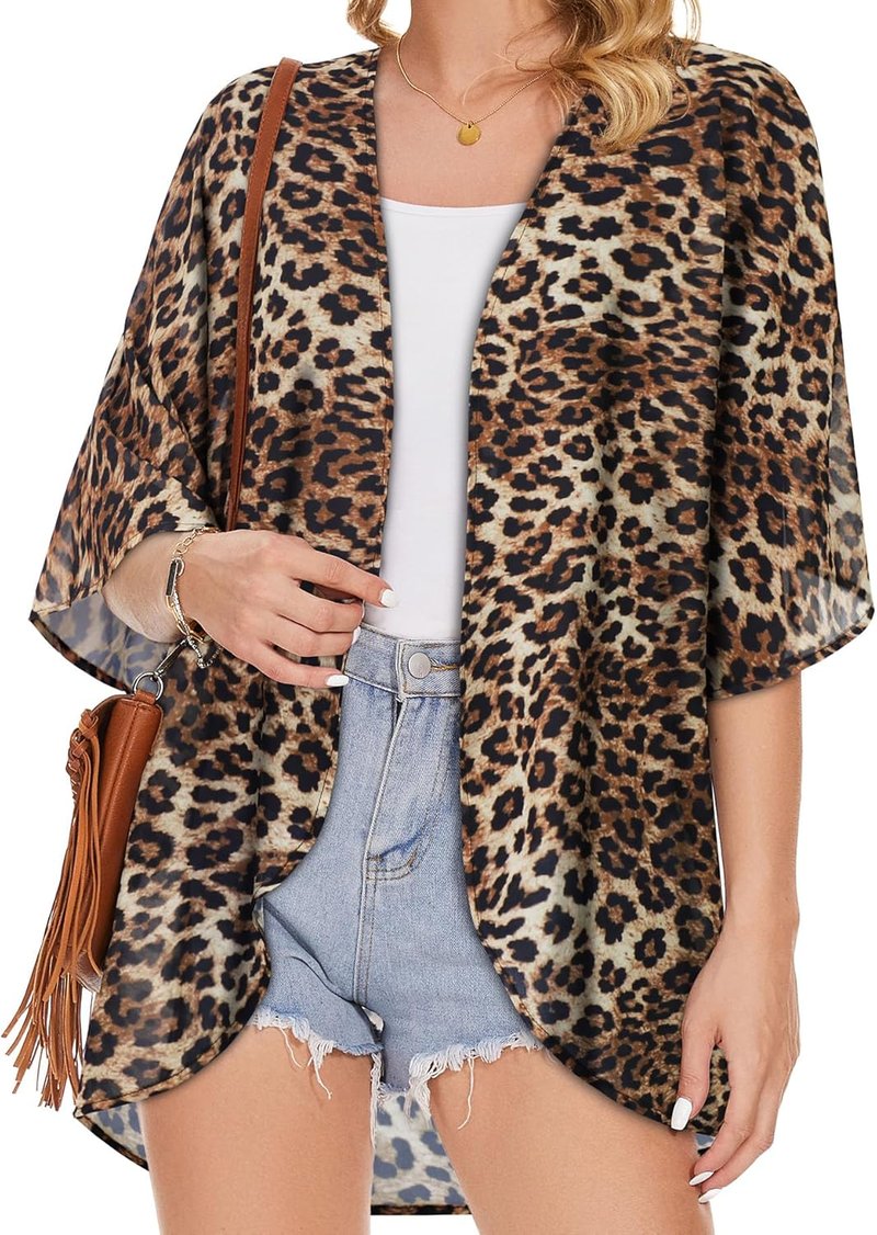 Floral Print Puff Sleeve Kimono Cardigan - Casual Blouse Top for Women | Lightweight & Stylish