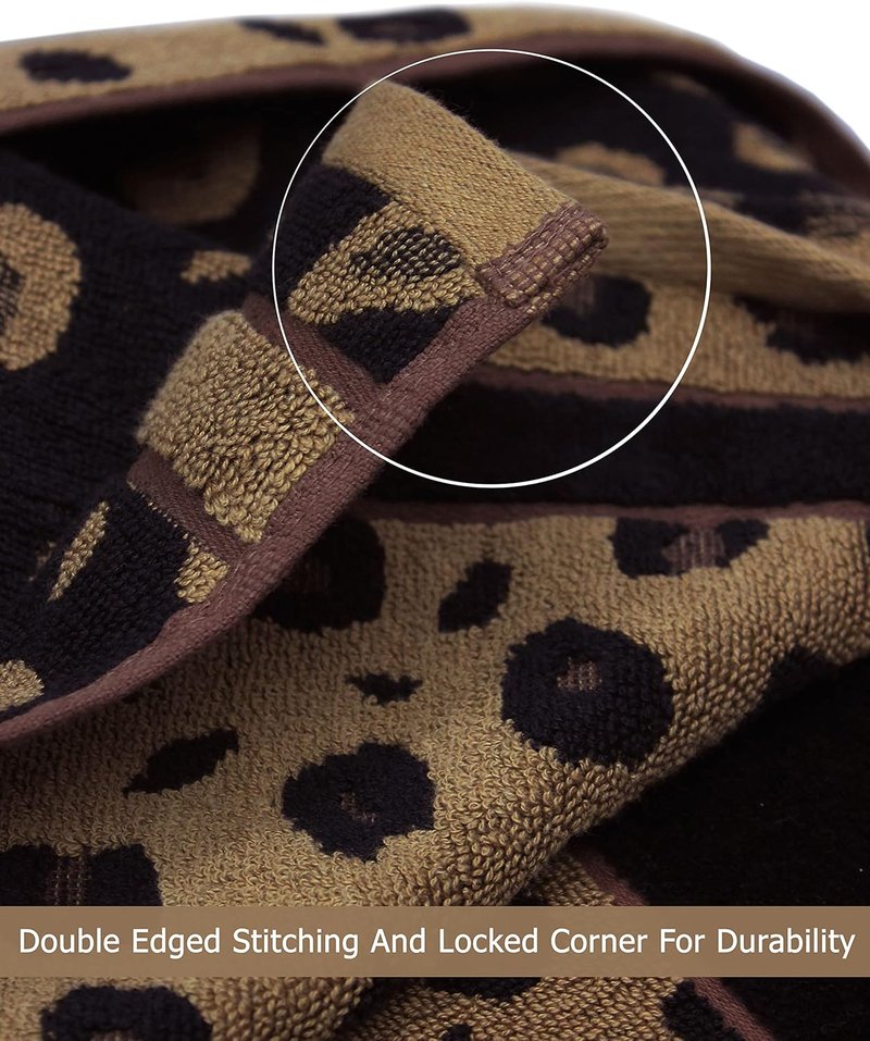 Cotton Craft 6-Piece Animal Print Towel Set | Soft 100% Cotton Jacquard Bath & Hand Towels