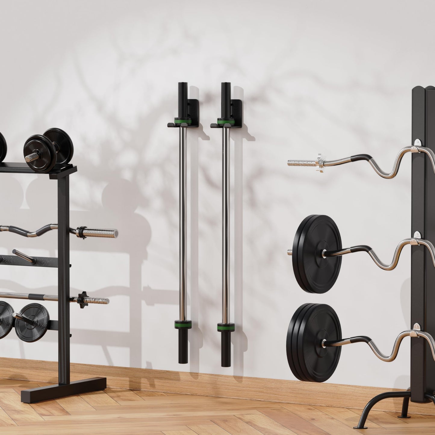 Vertical Barbell Rack Barbell Holder Wall Mount Barbell Storage Holder Olympic Bar Hanger for Home, Commercial, Garage Gym (Single Bar Holder)
