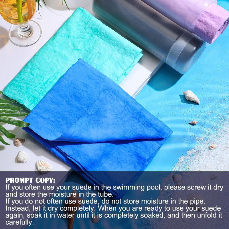 Tisancy 4 Pcs Swim Chamois Towel Shammy Sports Swimmers Towel for Diving Swimming Triathlons and Other Water Sports(26 x 17 Inch,Blue, Green, Dark Gray, Purple)