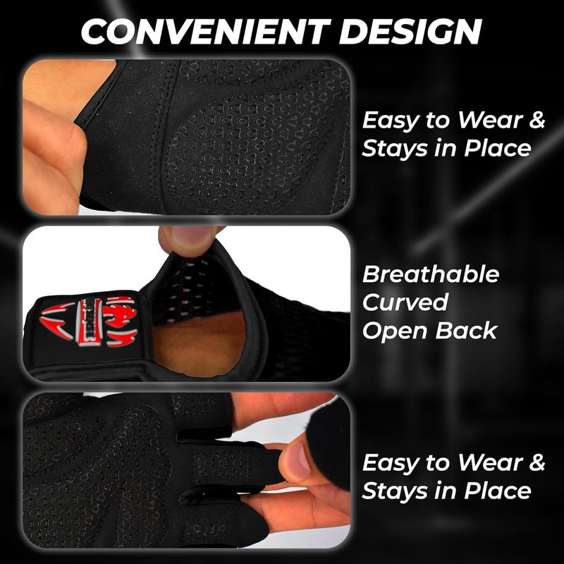 FIGHTSENSE Workout Gloves - Non-Slip Silicon Padded Palm, Breathable Weightlifting & Gym Gloves for Men & Women | Lightweight Design