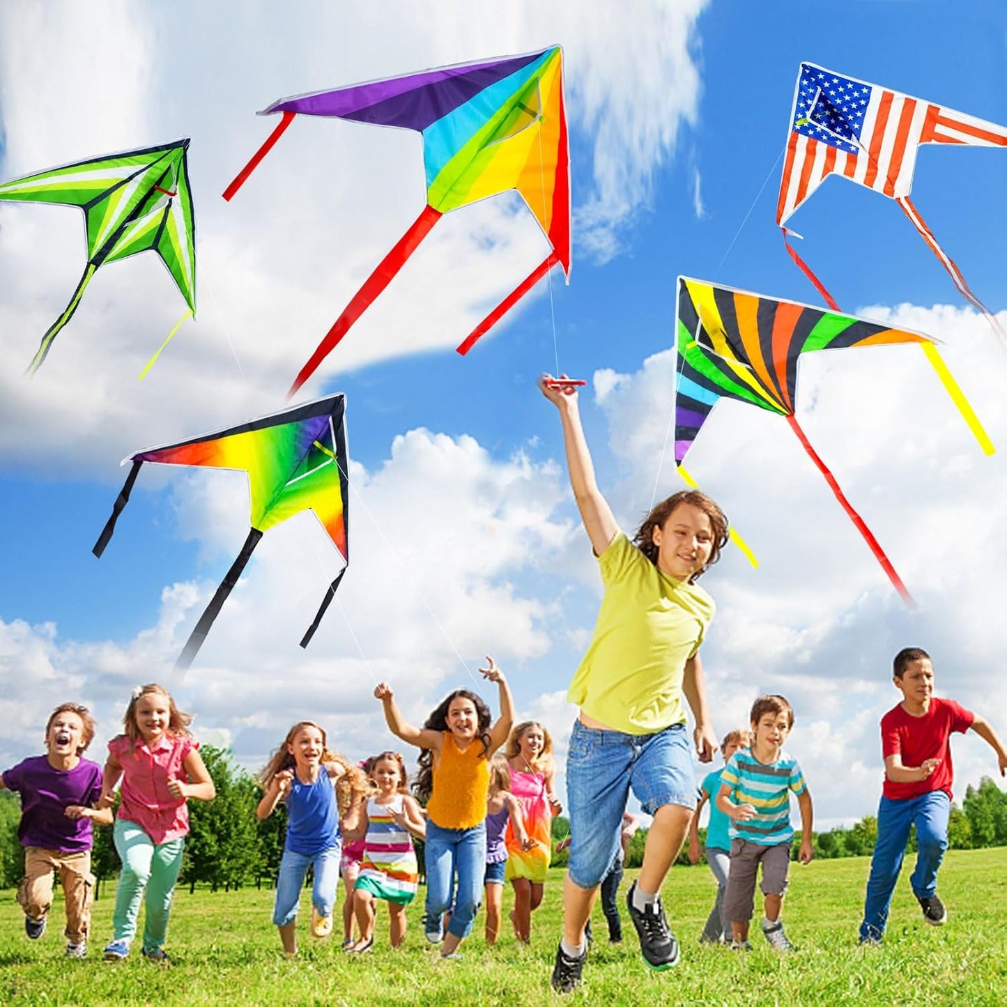 Rainbow Butterfly Kites - 5 Pack Easy to Fly Delta Kites for Kids & Adults | Colorful Outdoor Fun for Ages 4-12