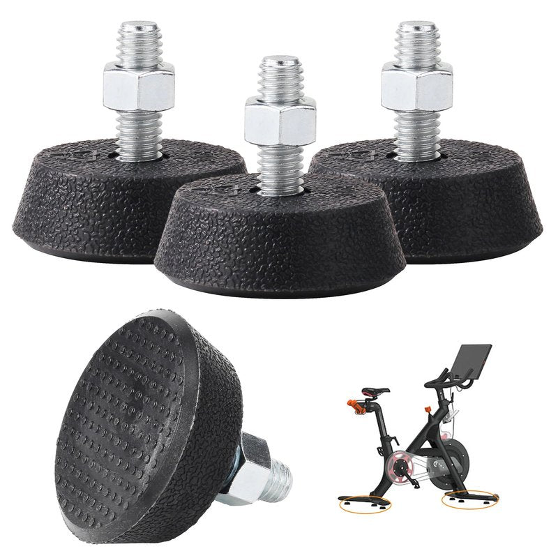 AQDD Excerise Bike Leveling Foot for Peloton Bike Replacement Parts, 3/8 in Stationary Bike Foot Screw Pad, Anti-Slip & Noise-Reducing (Black 4)