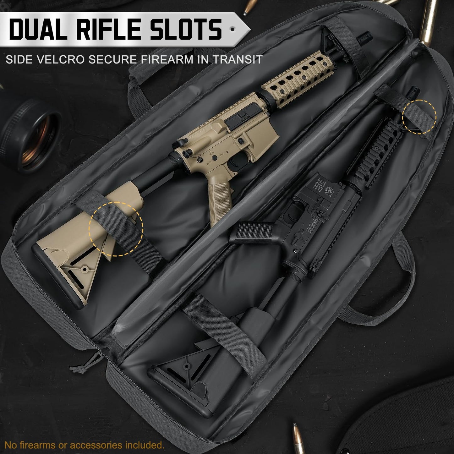 DULCE DOM Double Rifle Case, 38 42 44 inch Soft Gun Tactical Bag for Shooting Range, Movable Divider for 1 or 2 Gears, Multiple Magazine Pouches & Accessory Bags (Gray, 42'')